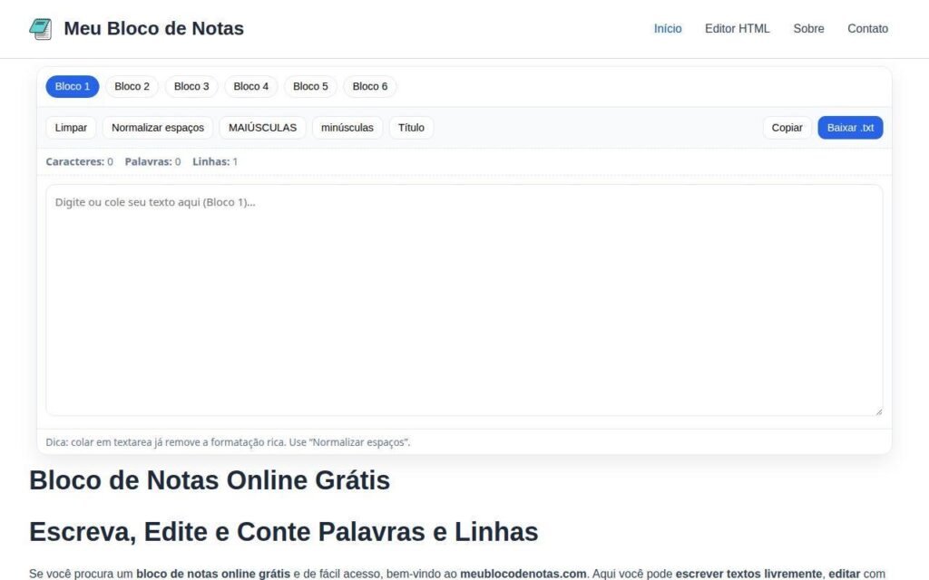 Meu Bloco de Notas – A ferramenta ideal para anotações rápidas online