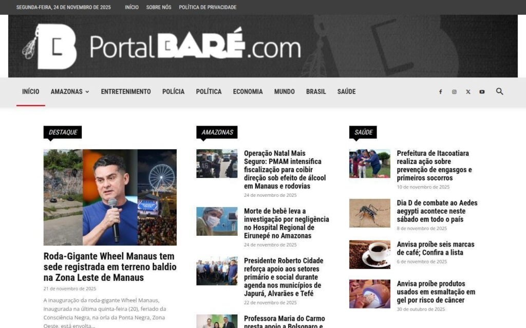 Portal Baré, plataforma de notícias para o Amazonas e Manaus