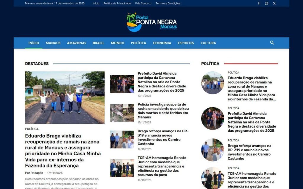 Portal Ponta Negra Manaus, plataforma de notícias e atualidades em Manaus