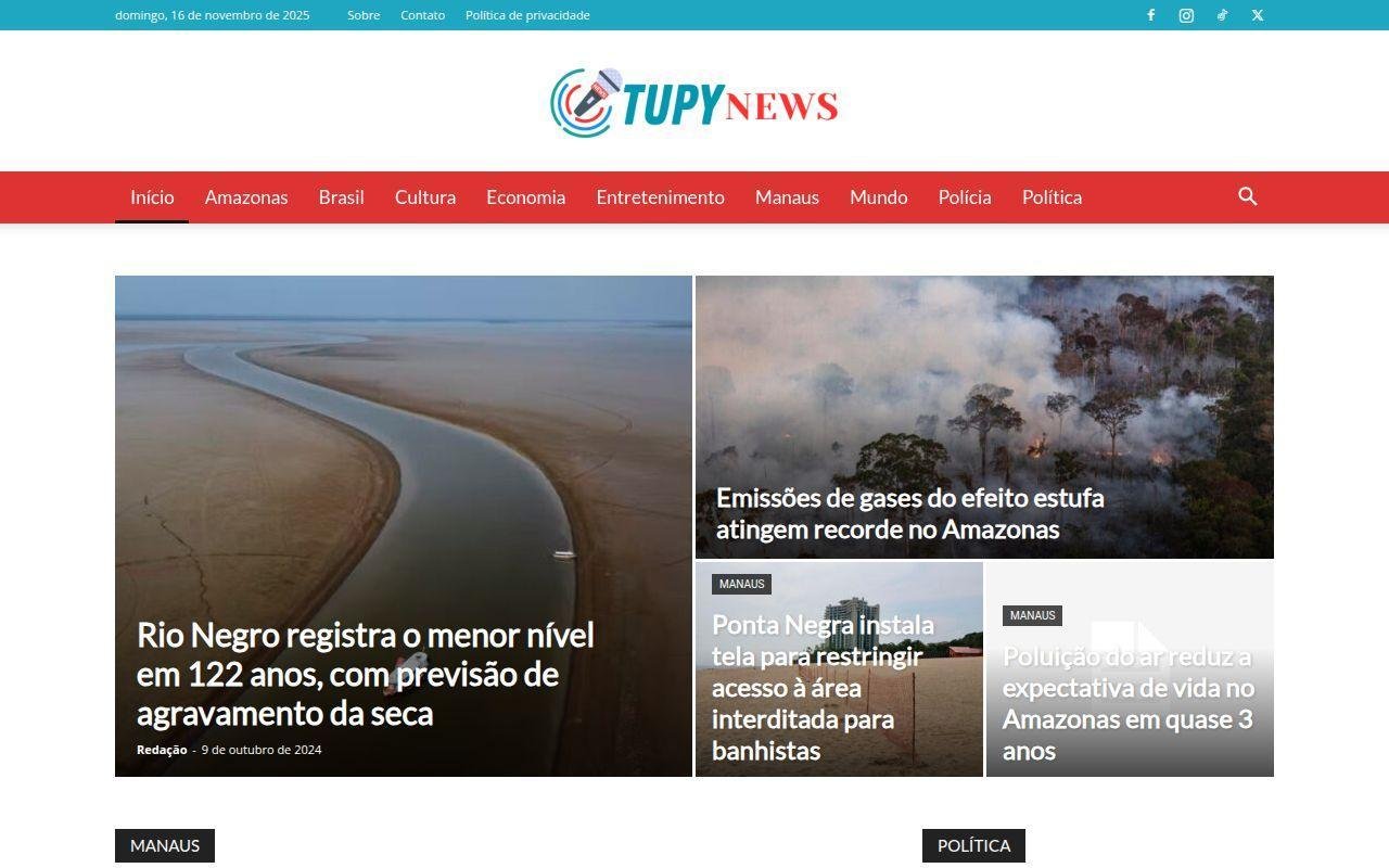 Portal Tupy News, plataforma de notícias e atualidades em Manaus