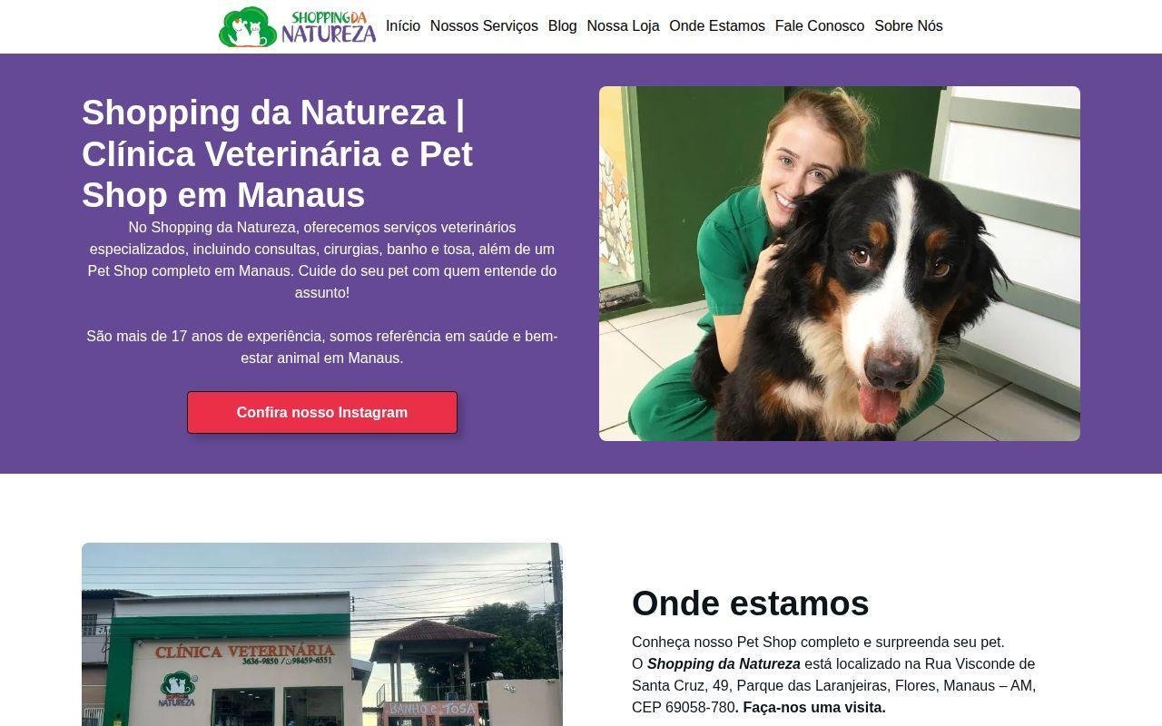 Shopping da Natureza – Site Profissional para Clínica Veterinária em Manaus