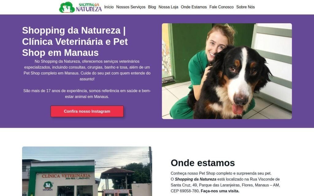 Shopping da Natureza – Site Profissional para Clínica Veterinária em Manaus